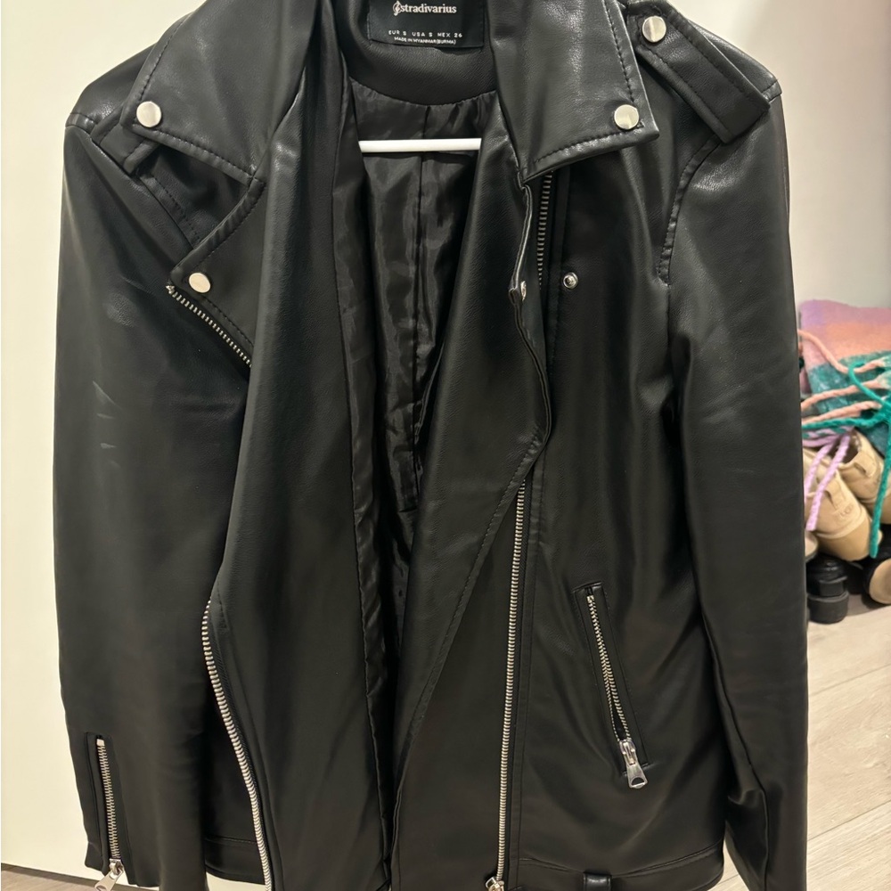 Zara Black Leather Biker Jacket